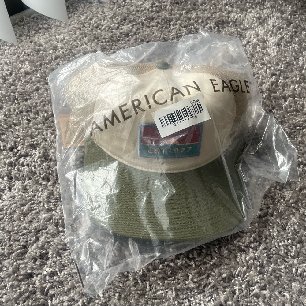 American Eagle Outfitters Green and Cream Hat